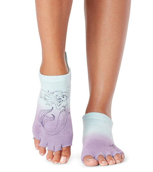 Toesox Grip Half Toe Low Rise Socks Ariel + Flounder